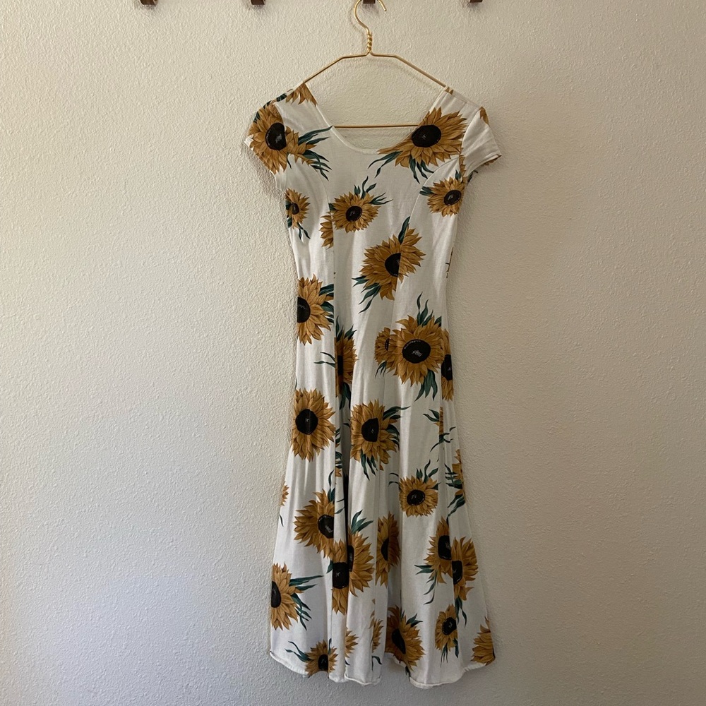 Unique Vintage Sunflower Midi Dress